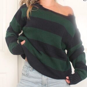 Brandy Melville Cut Neck Striped Sweater